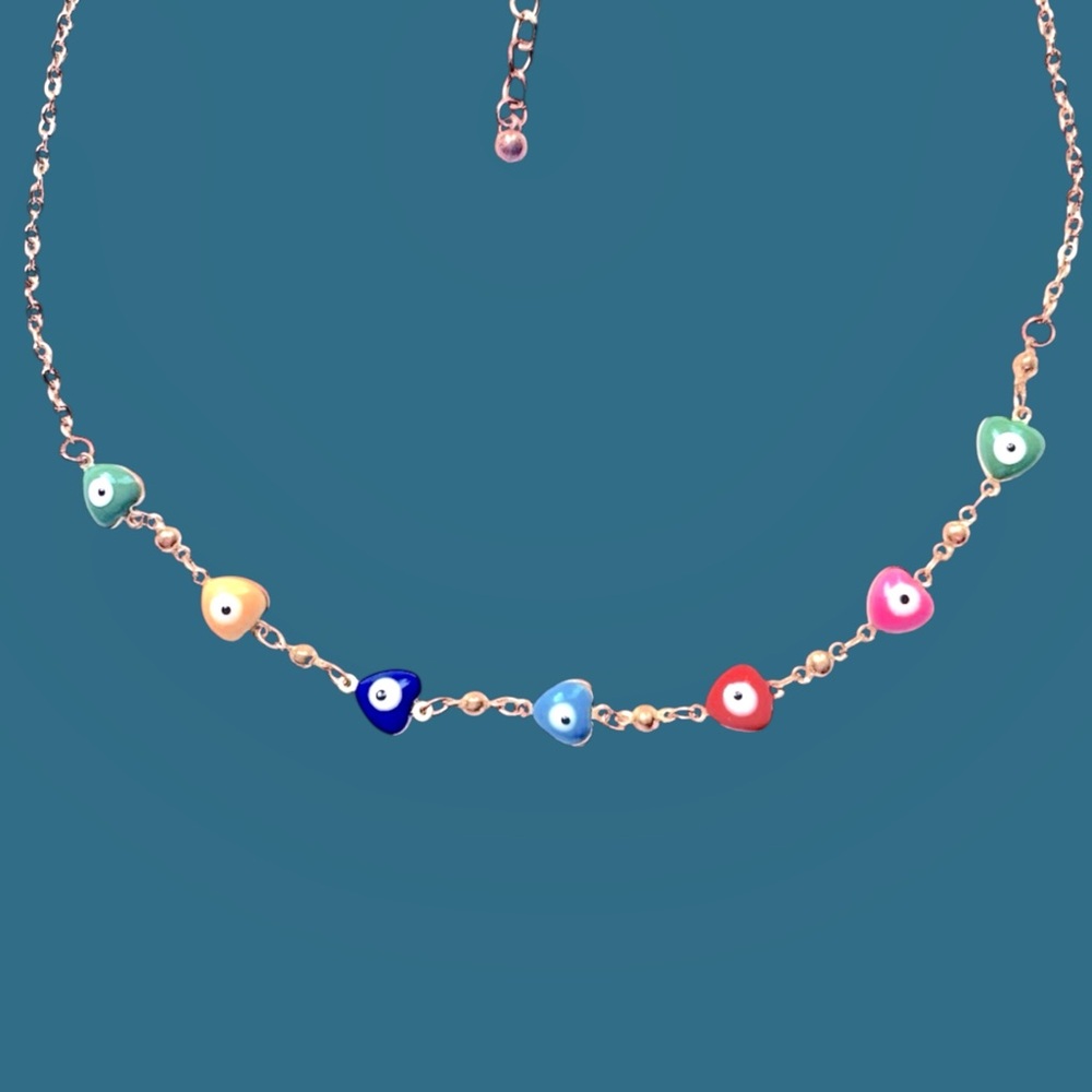 Colorful Evil Eye Heart Necklace - Picture 3 of 4